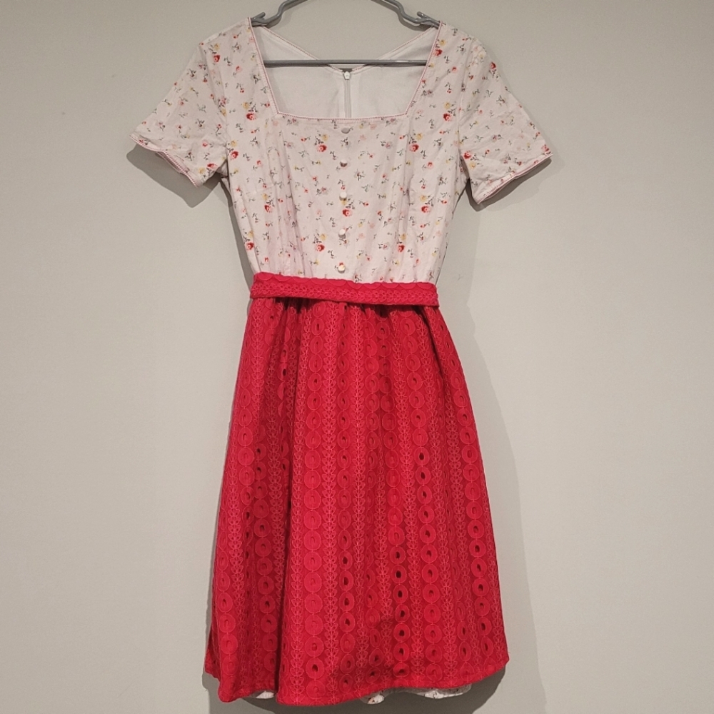 Cottagecore Pink and White Floral Dress